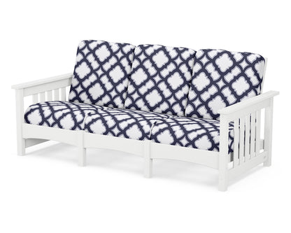 POLYWOOD® Club Mission Sofa in White / Trellis Navy