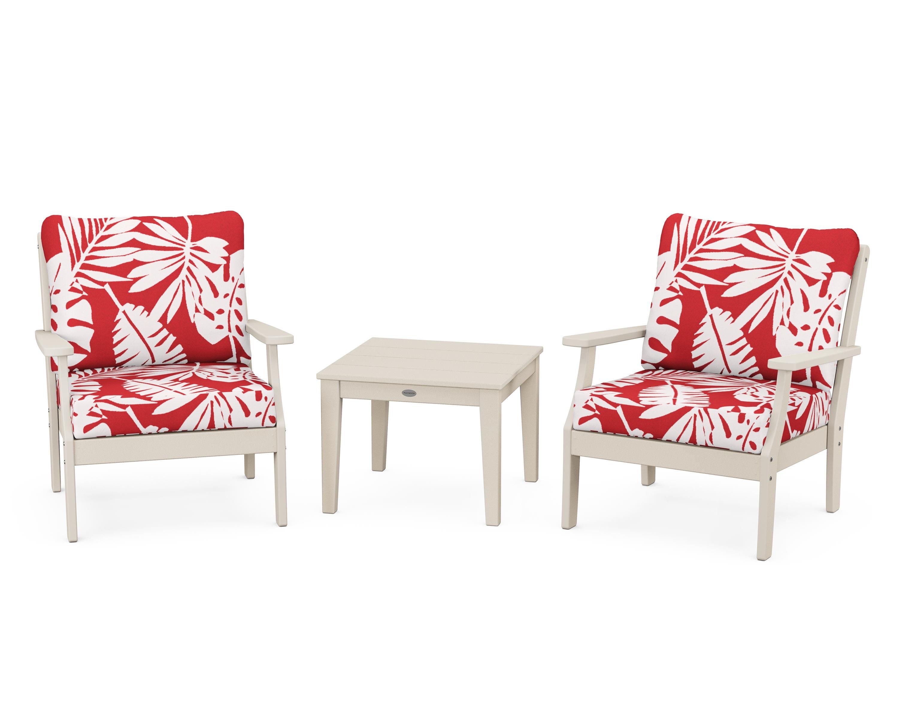 POLYWOOD® Braxton 3-Piece Deep Seating Set in Sand / Leaf Crimson