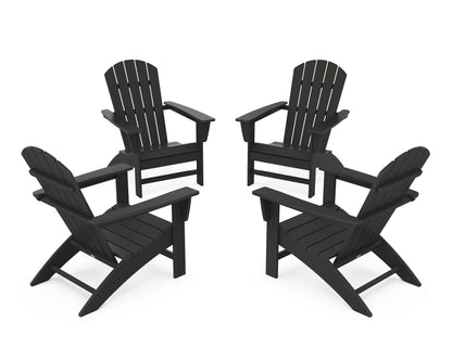 POLYWOOD® Nautical 4-Piece Adirondack Conversation Set in Black