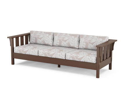 Martha Stewart by POLYWOOD® Acadia Deep Seating Sofa in Mahogany / Leaf Dune Burlap