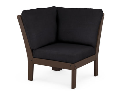 POLYWOOD® Braxton Modular Corner Chair in Mahogany / Midnight Linen