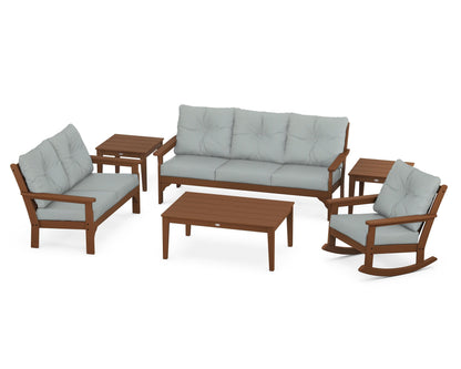 POLYWOOD® Vineyard 6-Piece Deep Seating Set in Teak / Spa