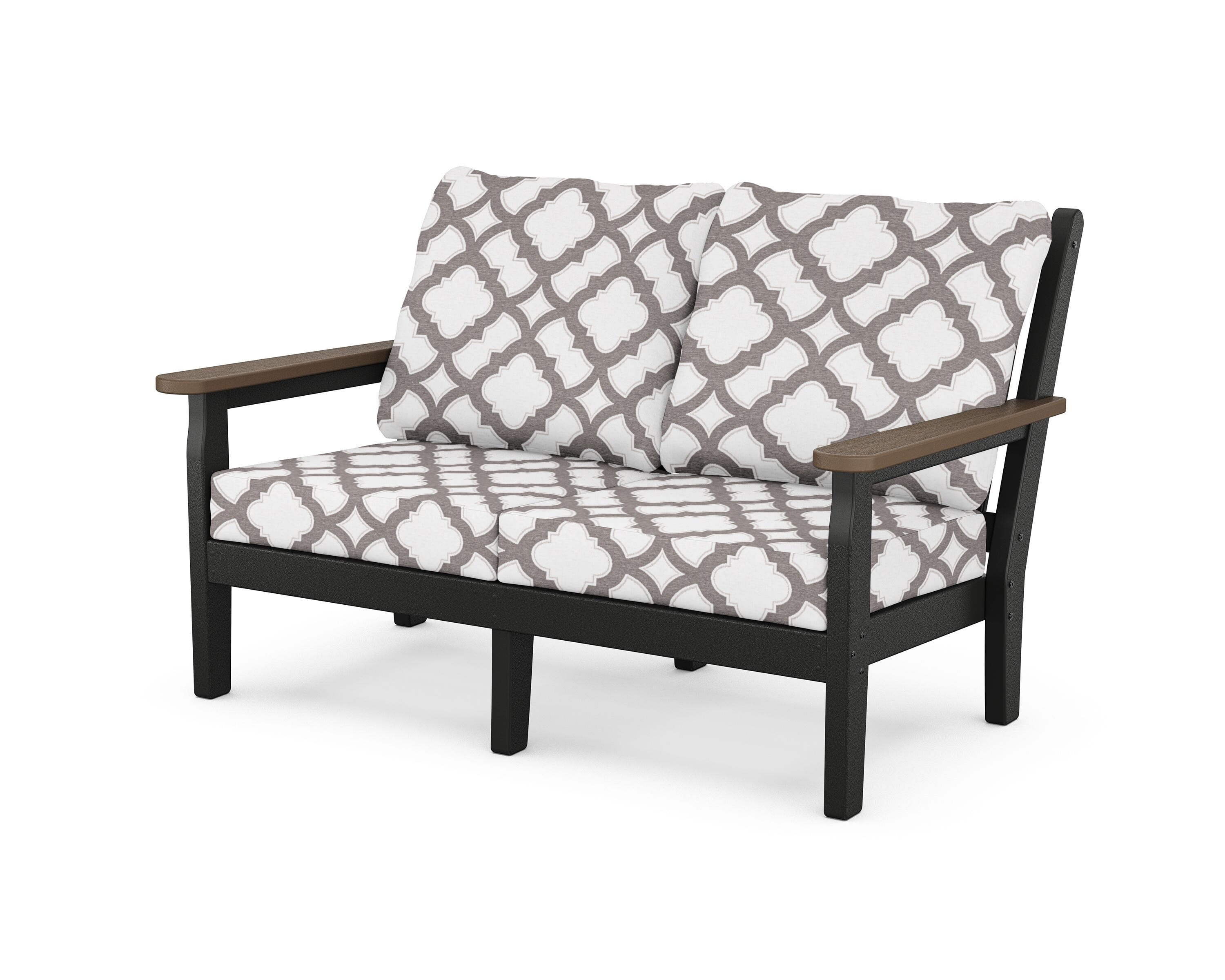 POLYWOOD® Chippendale Deep Seating Loveseat in Black / Kona / Trellis Grey Mist