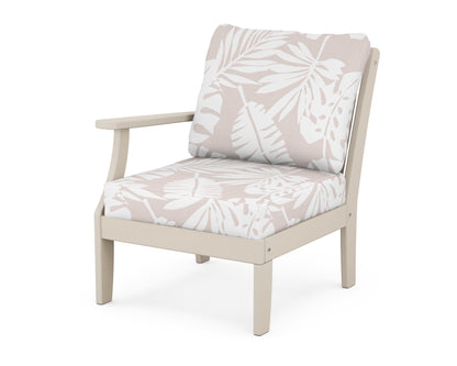 POLYWOOD® Braxton Modular Left Arm Chair in Sand / Leaf Dune Burlap