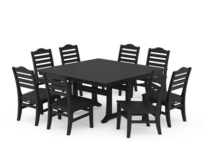 POLYWOOD® Savannah Side Chair 9-Piece Square Farmhouse Dining Set with Trestle Legs in Black