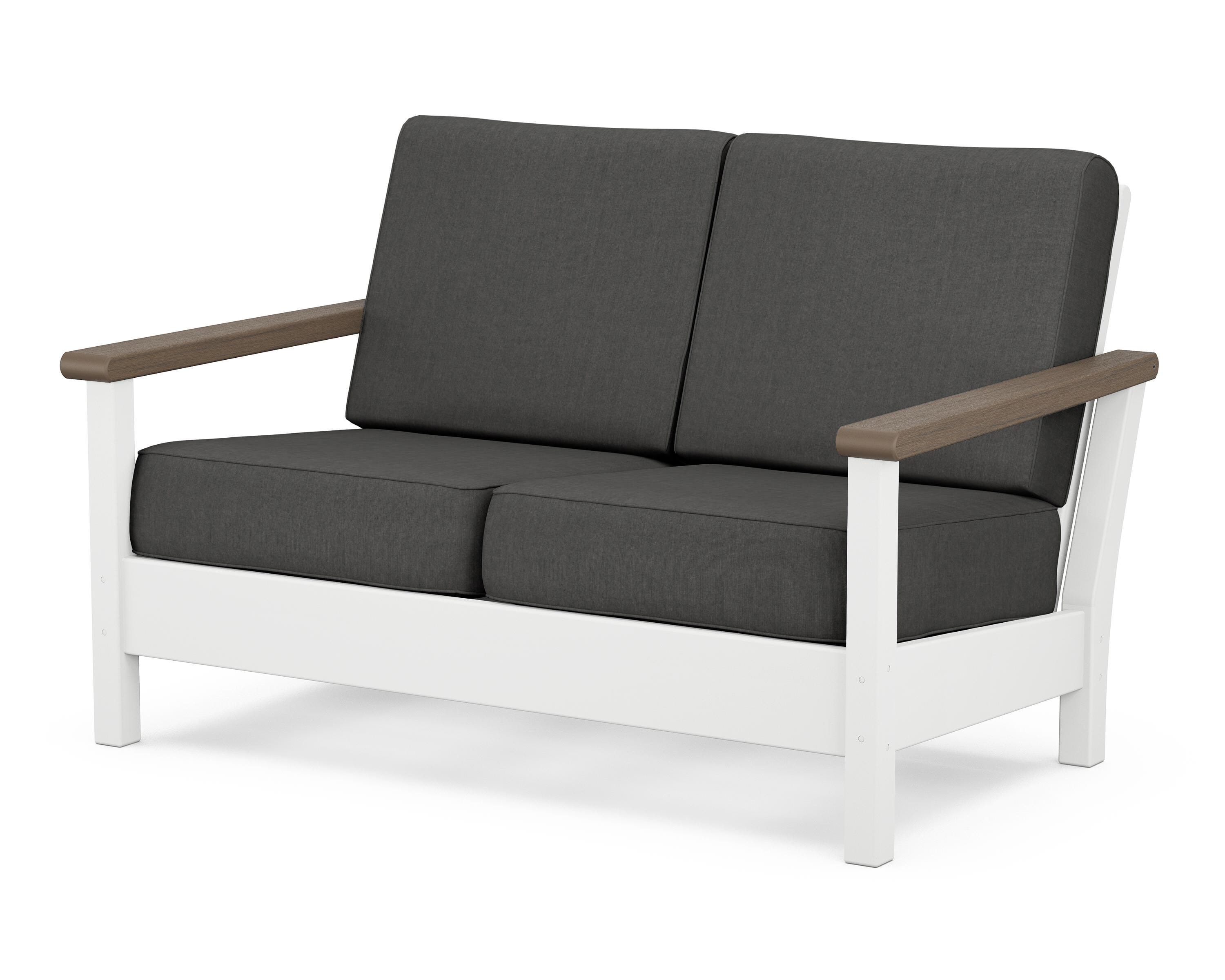 POLYWOOD® Harbour Deep Seating Loveseat in White / Kona / Spectrum Carbon