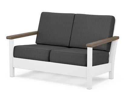 POLYWOOD® Harbour Deep Seating Loveseat in White / Kona / Spectrum Carbon
