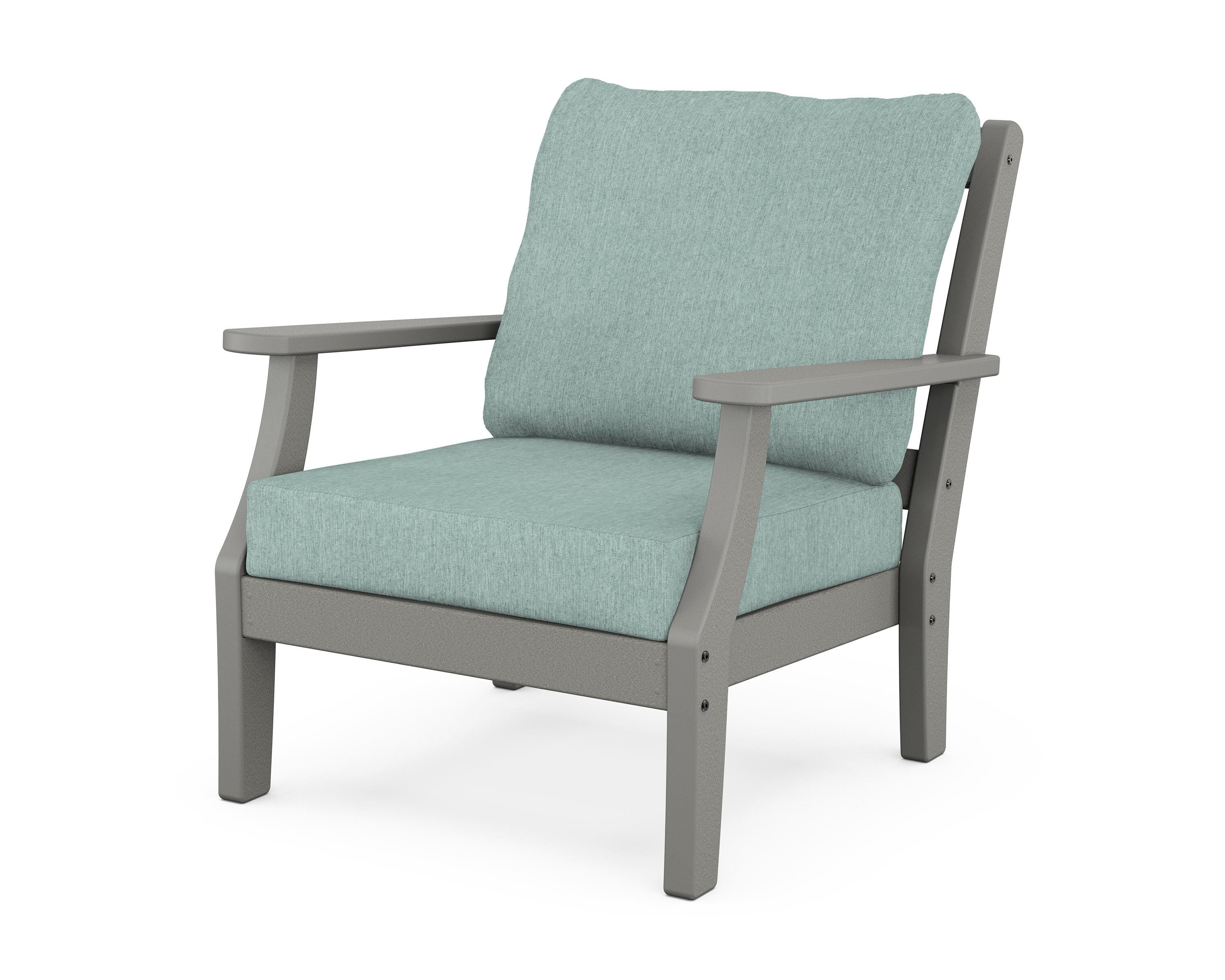 Martha Stewart by POLYWOOD® Chinoiserie Deep Seating Chair in Slate Grey / Glacier Spa