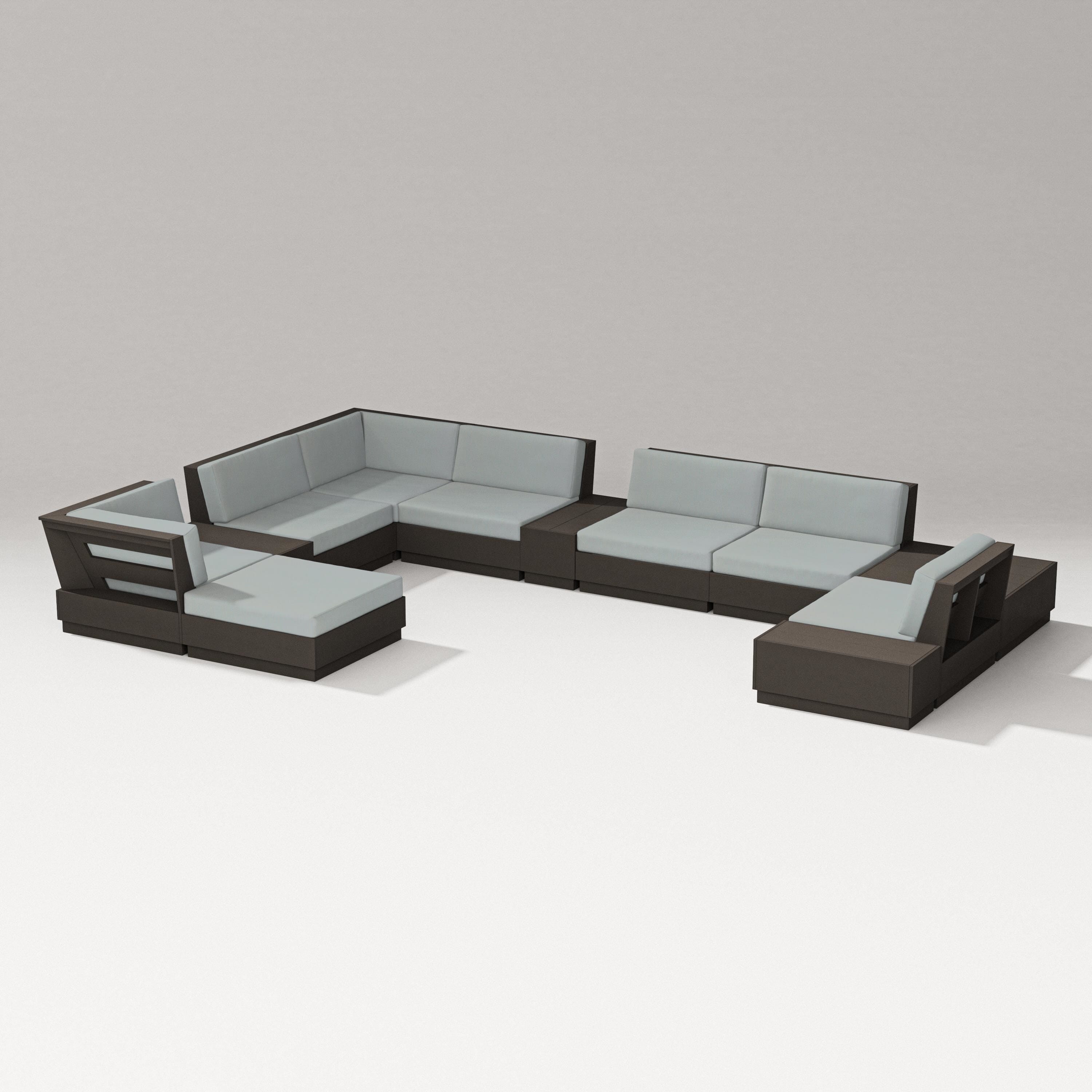PW Designer Series Elevate 12-Piece Conversation Sectional Set in Vintage Coffee / Spa