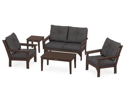 POLYWOOD® Vineyard 5-Piece Deep Seating Set in Mahogany / Ash Charcoal