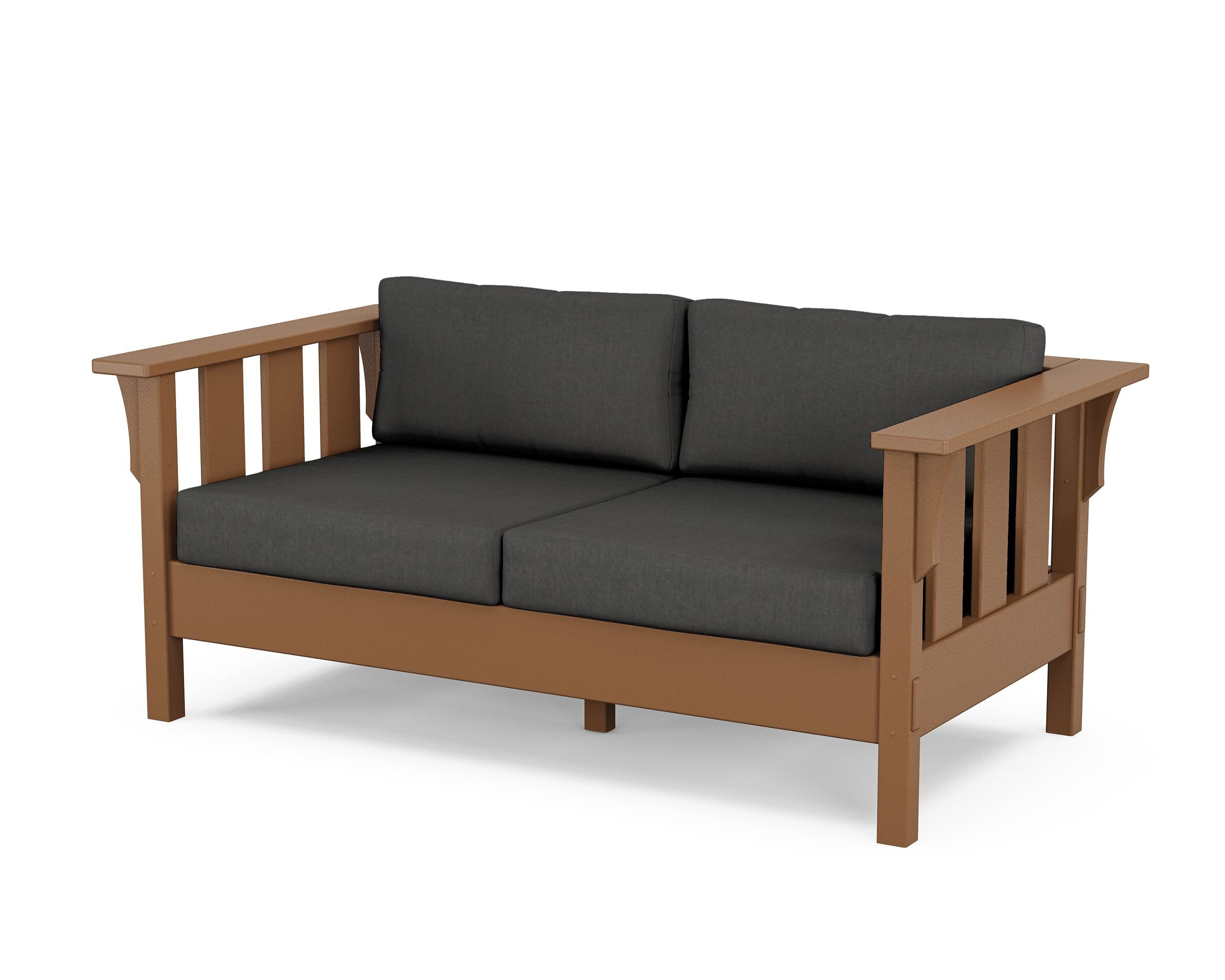 Martha Stewart by POLYWOOD® Acadia Deep Seating Loveseat in Teak / Spectrum Carbon