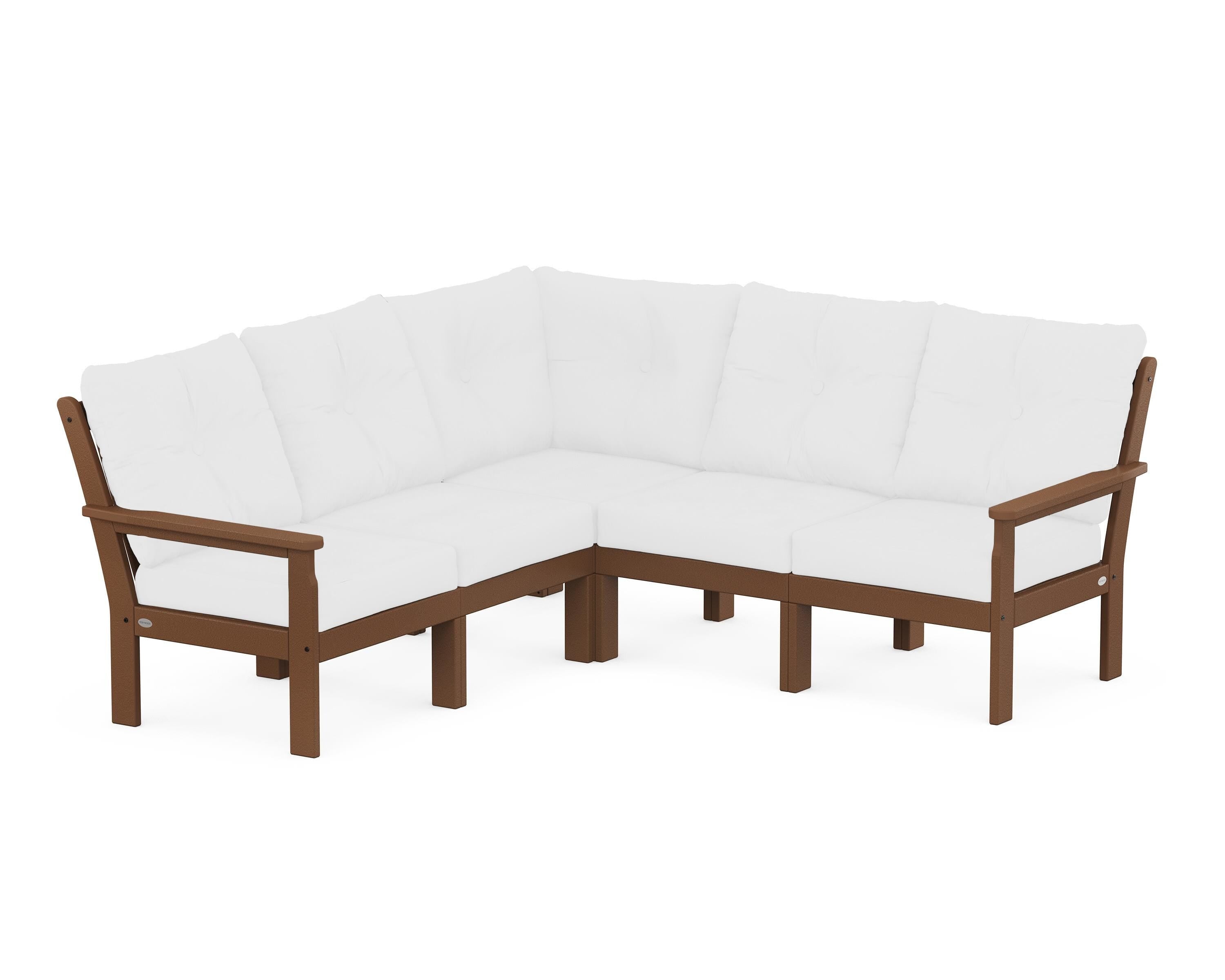 POLYWOOD® Vineyard 5-Piece Sectional in Teak / Natural
