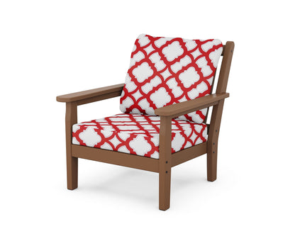 POLYWOOD® Chippendale Deep Seating Chair in Teak / Trellis Crimson
