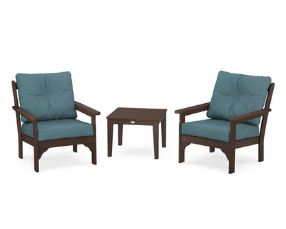POLYWOOD® Vineyard 3-Piece Deep Seating Set in Mahogany / Ocean Teal