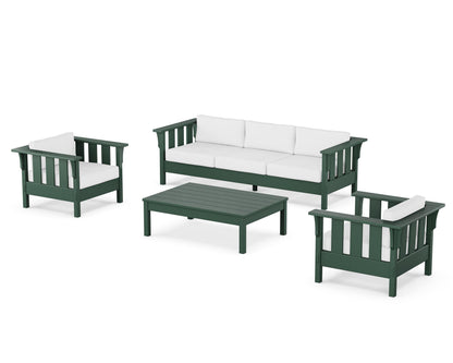 Martha Stewart by POLYWOOD® Acadia 4-Piece Deep Seating Set with Sofa in Green / Natural