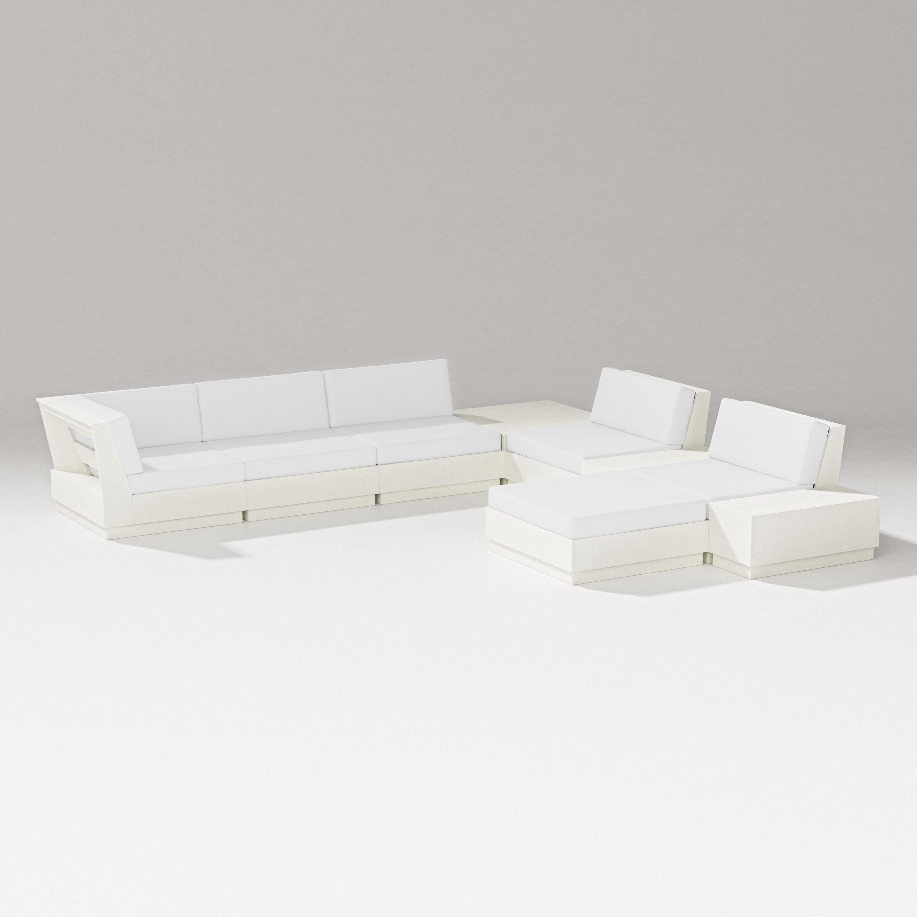 PW Designer Series Elevate 9-Piece Conversation Sectional in Vintage White / Natural