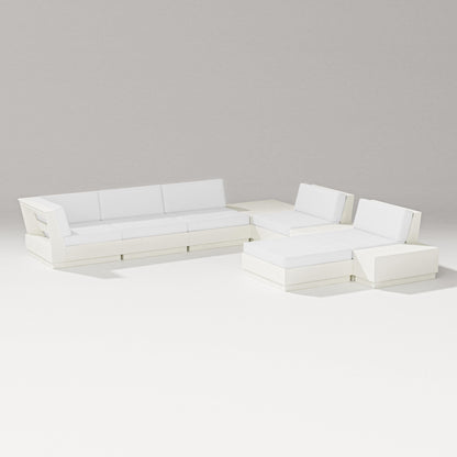 PW Designer Series Elevate 9-Piece Conversation Sectional in Vintage White / Natural