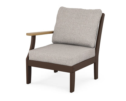 POLYWOOD® Braxton Modular Left Arm Chair in Mahogany / Natural / Weathered Tweed