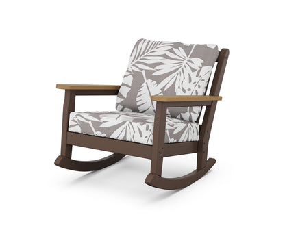 POLYWOOD® Chippendale Deep Seating Rocking Chair in Mahogany / Natural / Leaf Grey Mist