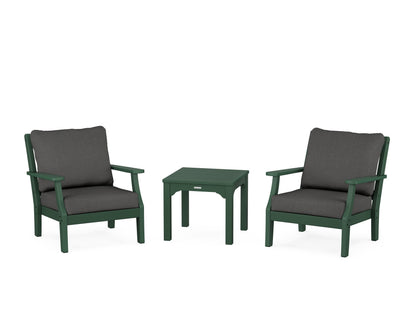 Martha Stewart by POLYWOOD® Chinoiserie 3-Piece Deep Seating Set in Green / Spectrum Carbon