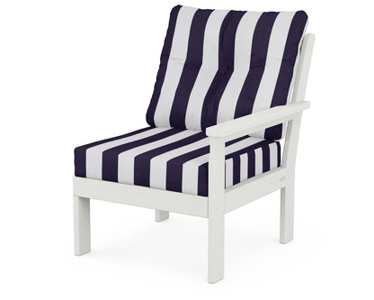 POLYWOOD® Vineyard Modular Right Arm Chair in Vintage White / Cabana Stripe Navy