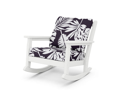 POLYWOOD® Chippendale Deep Seating Rocking Chair in White / Leaf Navy