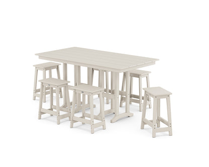 POLYWOOD® Modern Studio Counter Stool 7-Piece Set in Sand