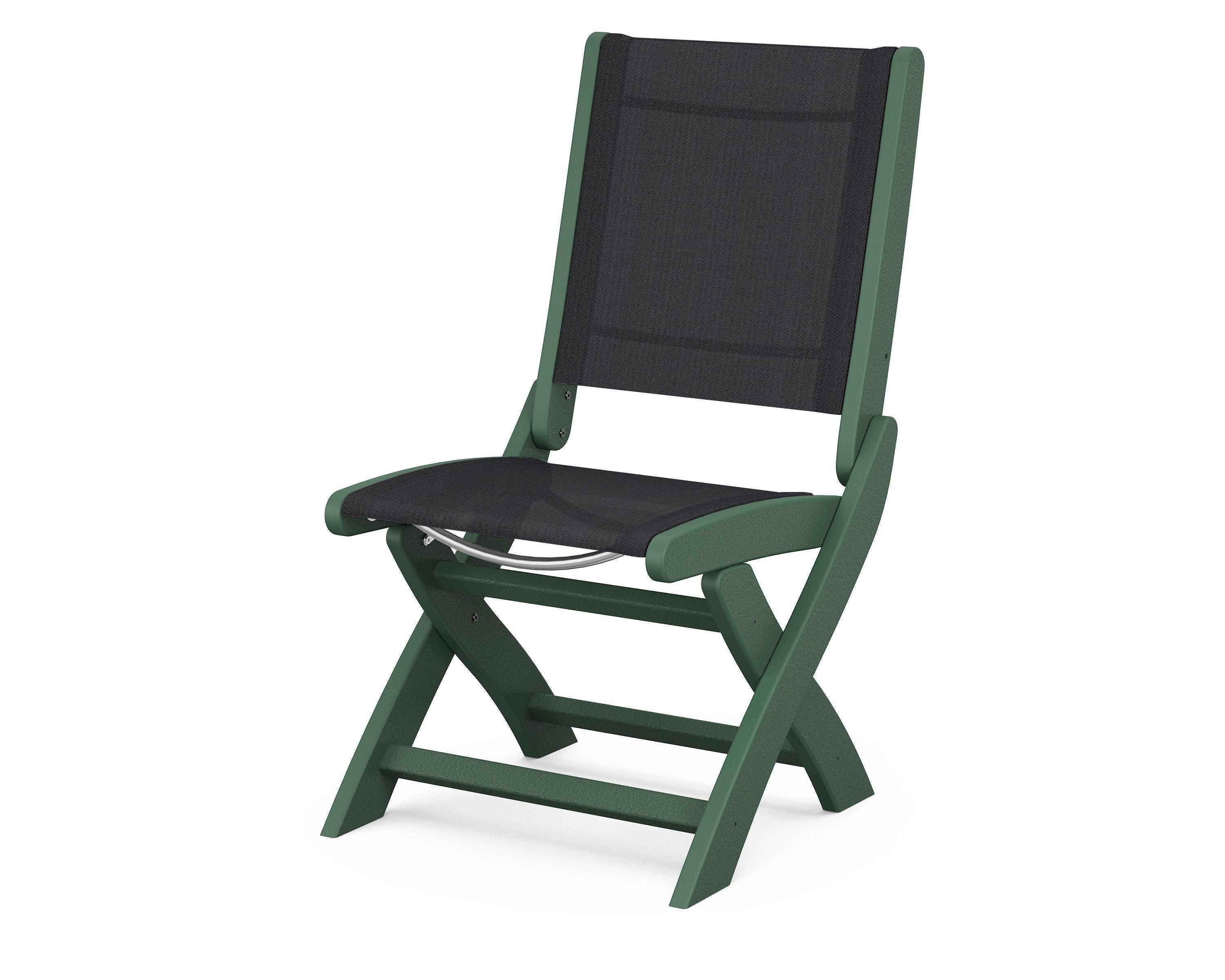POLYWOOD® Coastal Folding Side Chair in Green / Black Sling