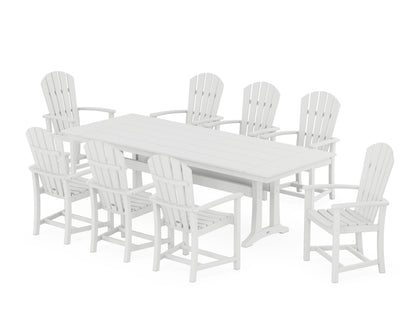 POLYWOOD® Palm Coast 9-Piece Farmhouse Dining Set with Trestle Legs in White