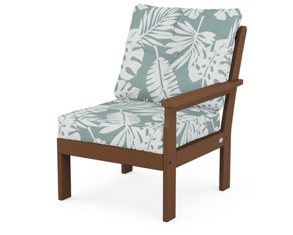 POLYWOOD® Vineyard Modular Right Arm Chair in Teak / Leaf Glacier Spa
