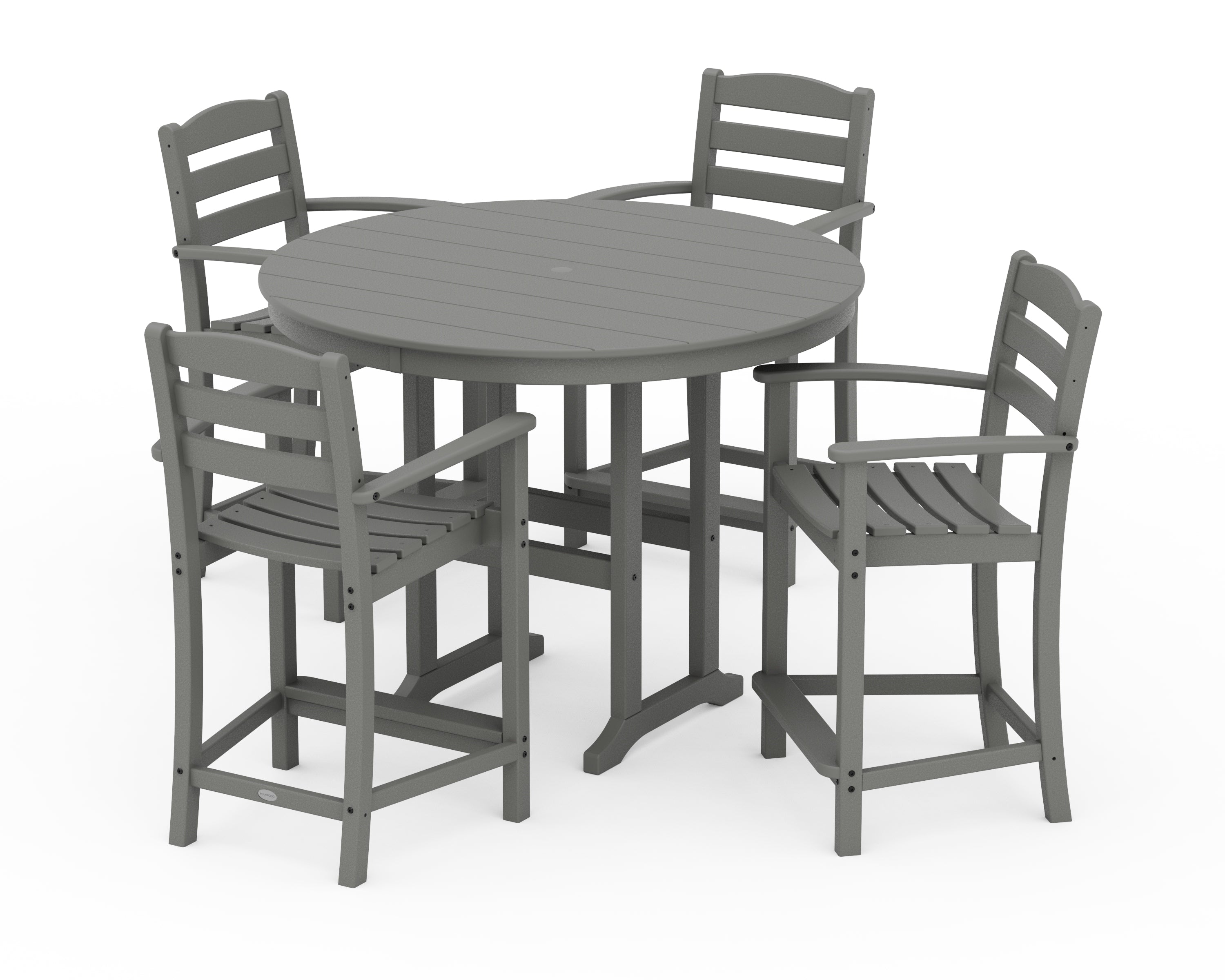 POLYWOOD® La Casa Café 5-Piece Round Farmhouse Counter Set in Slate Grey