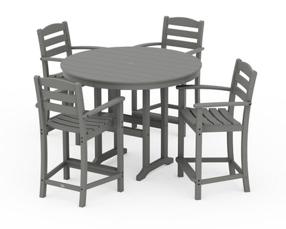 POLYWOOD® La Casa Café 5-Piece Round Farmhouse Counter Set in Slate Grey