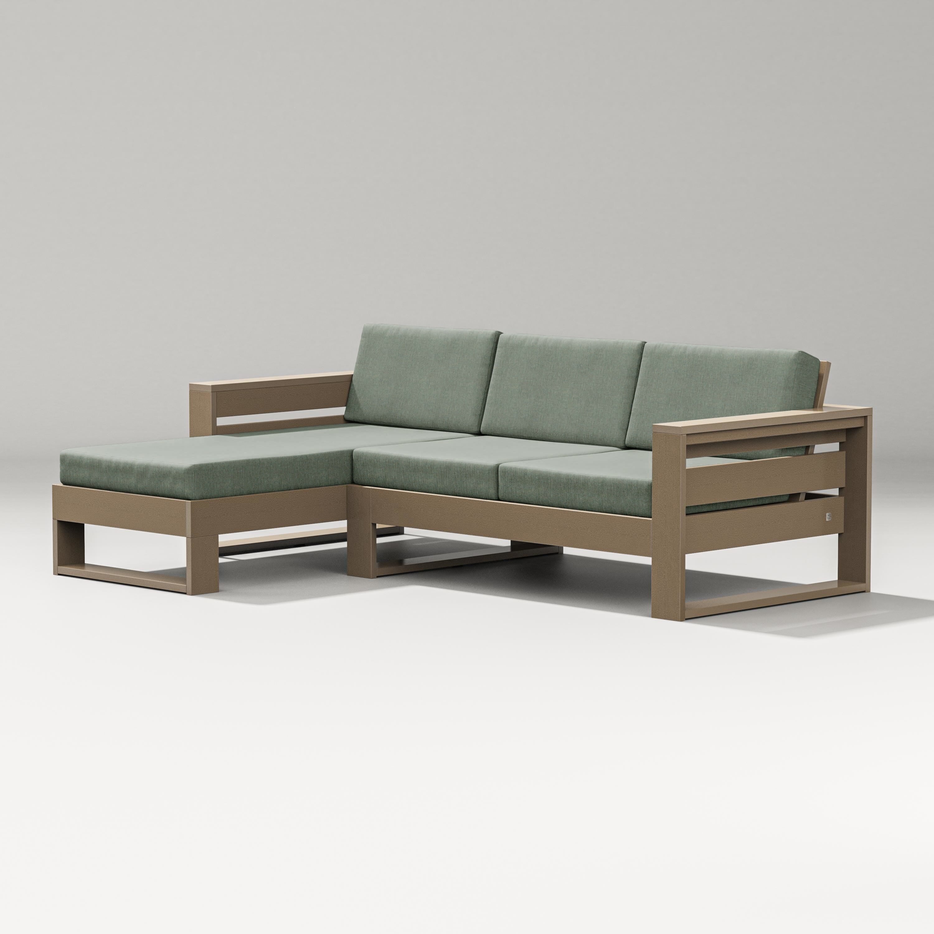 PW Designer Series Latitude Left Chaise Sectional in Vintage Sahara / Cast Sage