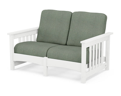 POLYWOOD® Club Mission Loveseat in White / Cast Sage