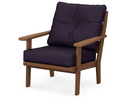 POLYWOOD® Lakeside Deep Seating Chair in Teak / Navy Linen