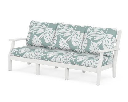 POLYWOOD® Chesapeake Deep Seating Sofa in White / Leaf Glacier Spa