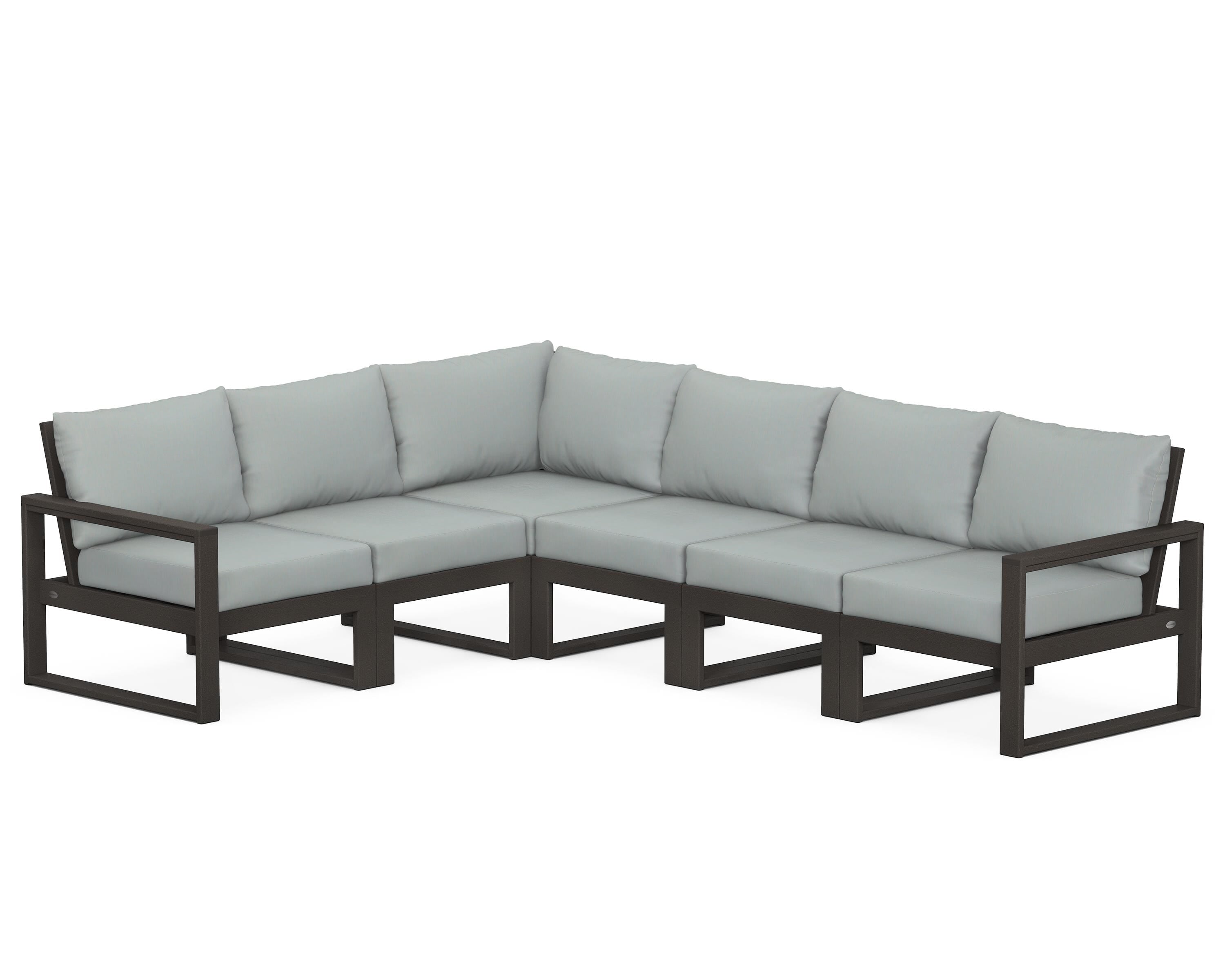 POLYWOOD® EDGE 6-Piece Modular Deep Seating Set in Vintage Coffee / Spa