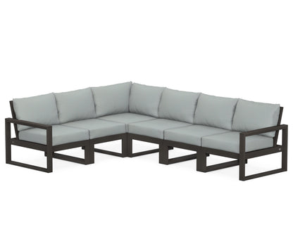 POLYWOOD® EDGE 6-Piece Modular Deep Seating Set in Vintage Coffee / Spa