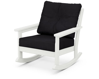 POLYWOOD® Vineyard Deep Seating Rocking Chair in Vintage White / Midnight Linen