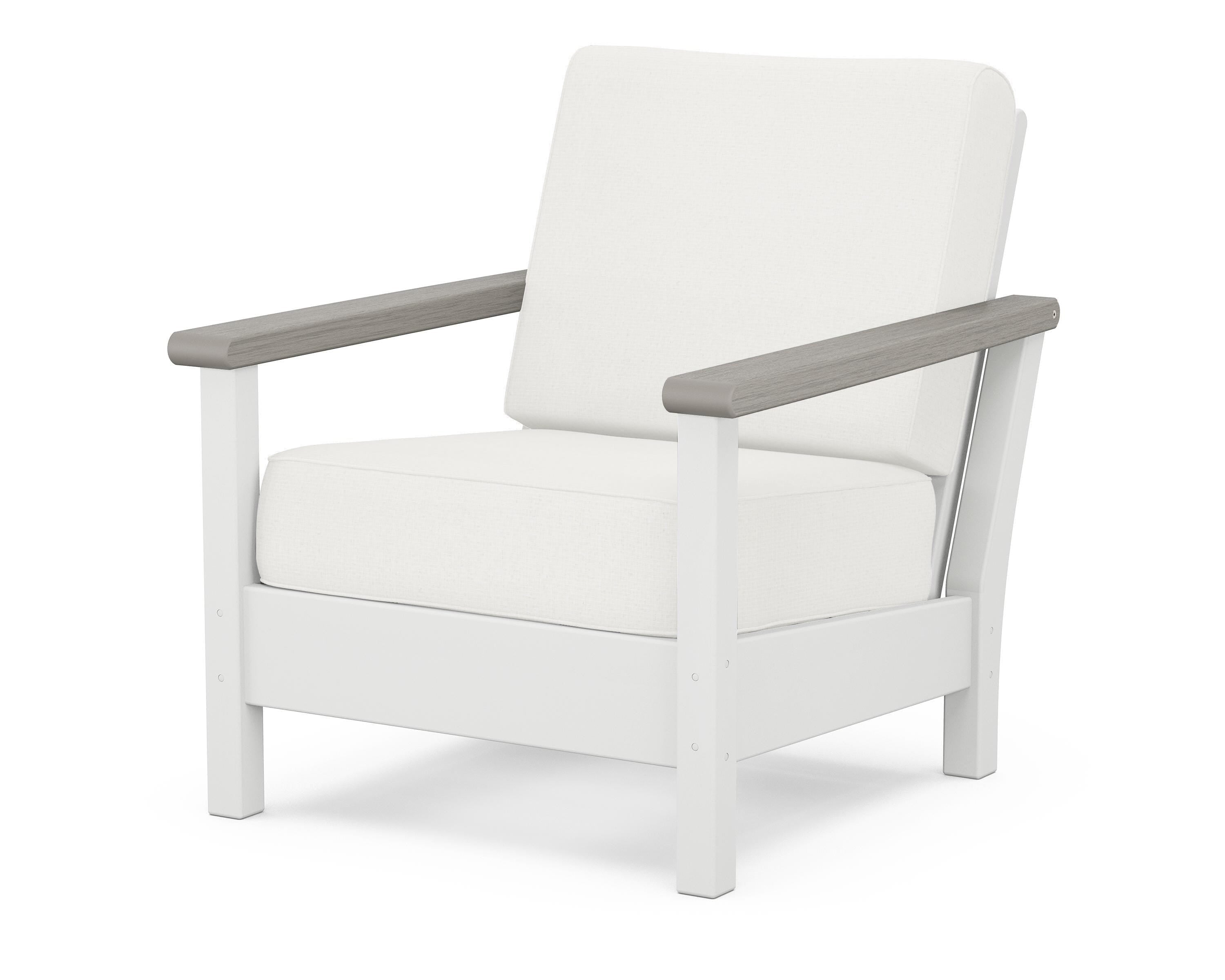 POLYWOOD® Harbour Deep Seating Chair in White / Driftwood / Natural Linen