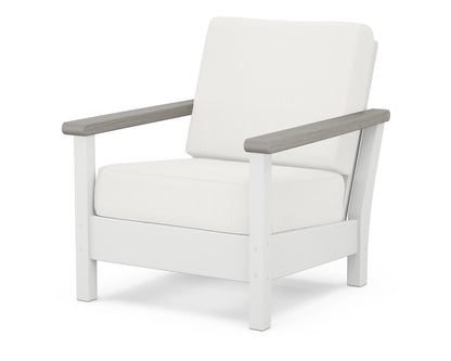 POLYWOOD® Harbour Deep Seating Chair in White / Driftwood / Natural Linen