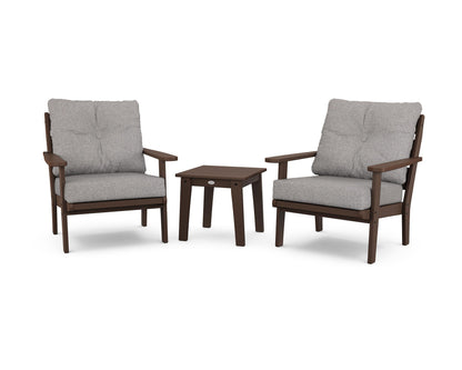 POLYWOOD® Lakeside 3-Piece Deep Seating Chair Set in Mahogany / Grey Mist