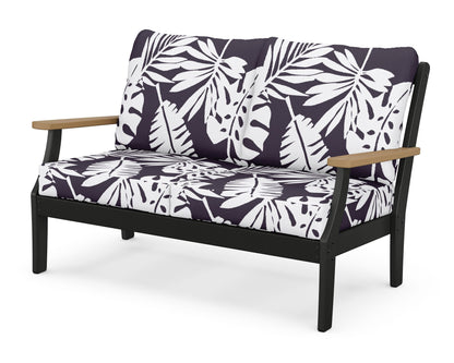 POLYWOOD® Braxton Deep Seating Loveseat in Black / Natural / Leaf Navy