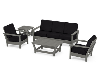 POLYWOOD® Harbour 5-Piece Deep Seating Set in Slate Grey / Midnight Linen