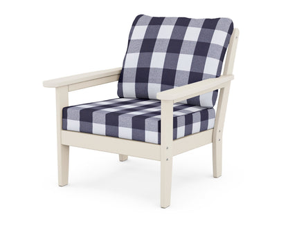 Country Living Cottage Deep Seating Chair in Sand / Buffalo Plaid Navy