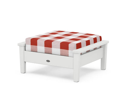 POLYWOOD® Prescott Deep Seating Ottoman in White / Buffalo Plaid Crimson