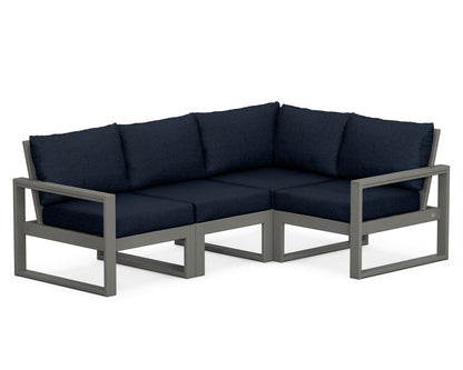 POLYWOOD® EDGE 4-Piece Modular Deep Seating Set in Slate Grey / Marine Indigo