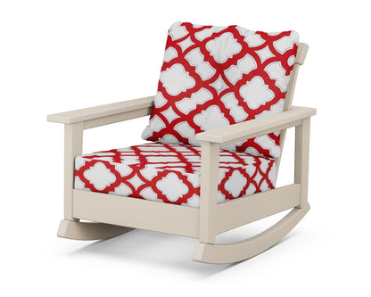 POLYWOOD® Prescott Deep Seating Rocking Chair in Sand / Trellis Crimson