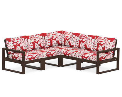 POLYWOOD® EDGE 5-Piece Modular Deep Seating Set in Mahogany / Leaf Crimson