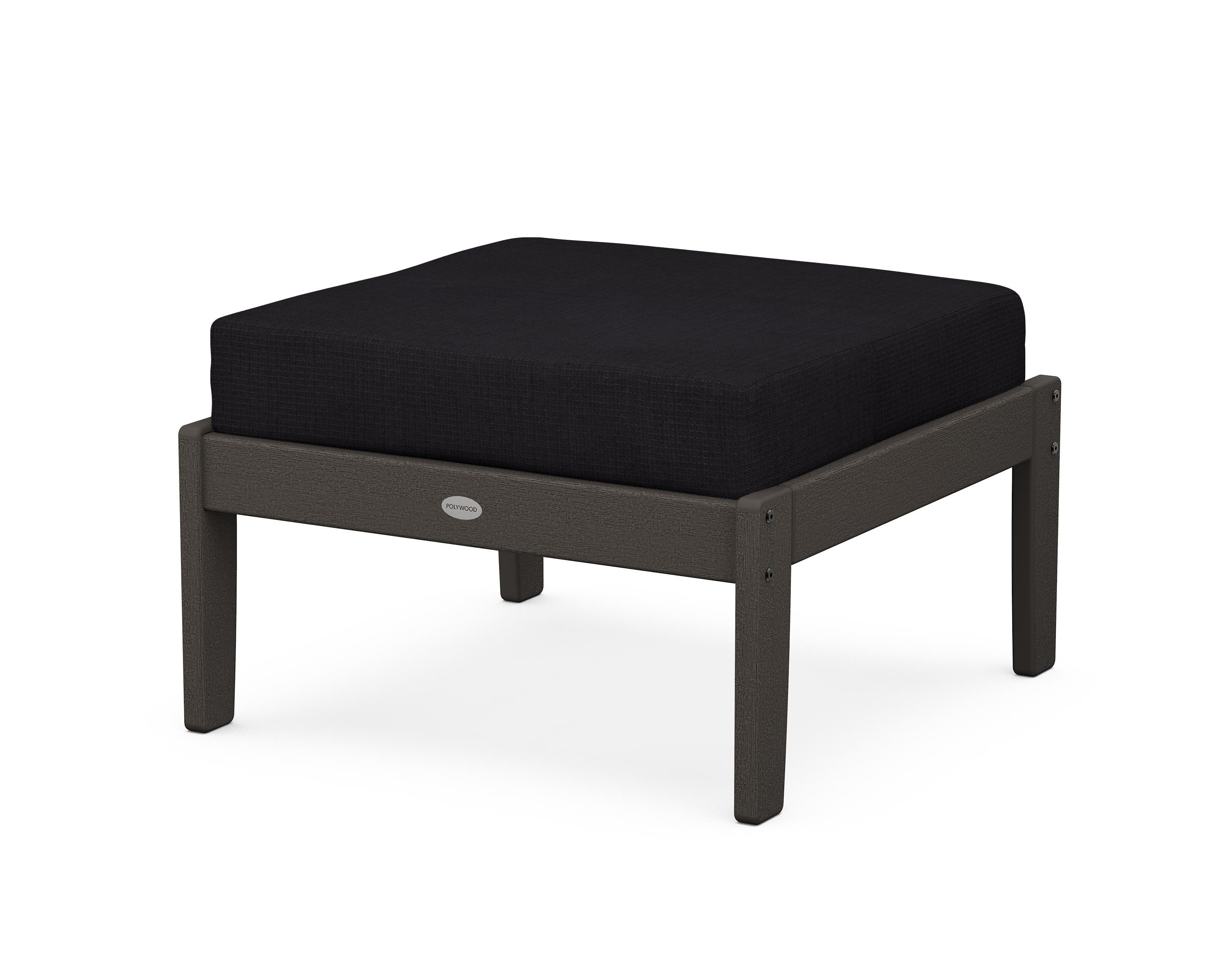 POLYWOOD® Braxton Deep Seating Ottoman in Vintage Coffee / Midnight Linen